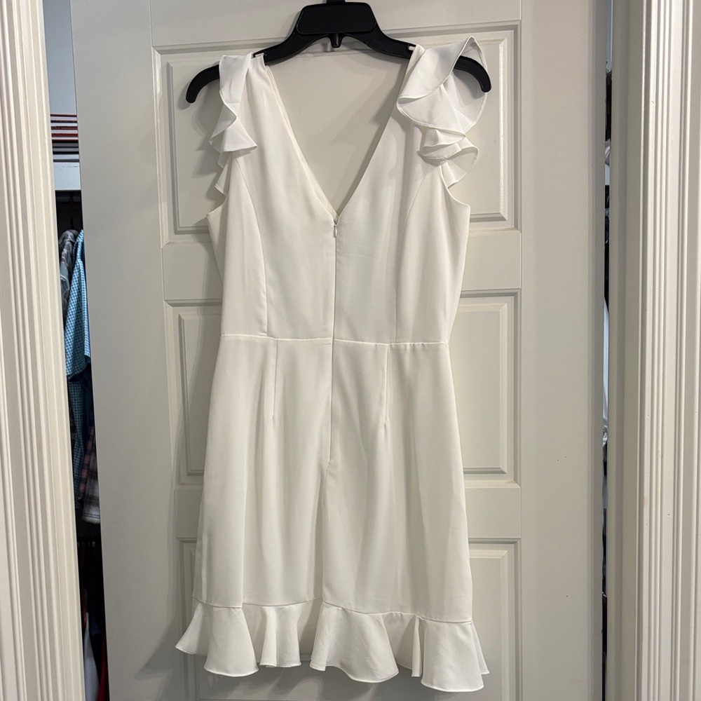 Chic White Ruffle Mini Dress - Picture 2 of 4